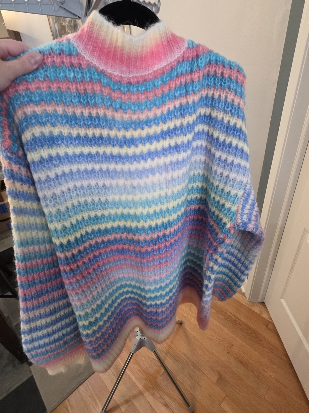 Polagram Gradient Pastel Multi-Stripe Open Cardigan Sweater - Picture 8 of 13